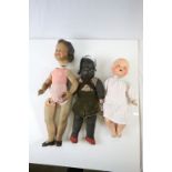 German bisque headed baby doll marked Germany KL 933, black rag doll and a continental china doll
