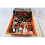 Group of vintage play worn diecast vehicles to include Corgi, Huskey, Triang etc and a boxed