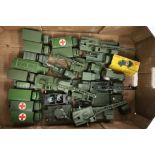 Collection of 24 Dinky & Britains diecast military vehicles, condition varies with some repaints and