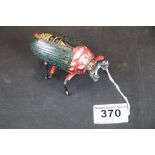 Lehmann clockwork tinplate Crawling Beetle marked Apr 23 1895 with flapping wings, play worn but