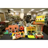 Collection of Fisher Price Toys to include garage, cash register, car, figures etc