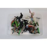 35 Britains plastic figures to include Deetail featuring Cowboys & Indians, military and American