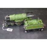 Hornby O gauge 4-4-0 LNER Yorkshire 234 locomotive with tender in green livery, vg with 2 "