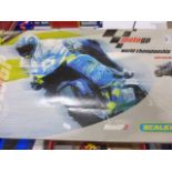 Boxed Scalextric Moto GP slot car set with 3 motorbikes plus a cased Scalextric Troy Bayliss 12