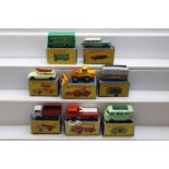 Eight boxed Matchbox 75 series diecast models to include 31 Dord Station Wagon, 45 Ford Corsair with
