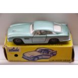 Boxed Solido 130 Aston Martin Vantage diecast model in metallic silver green, excellent condition,