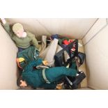 Collection of original Palitoy Action Man to include 2 x figures, one with Eagle Eyes, weapons,