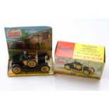 Boxed Dinky 109 Gabriel Model T Ford in black with yellow, driver present, vg condition with vg