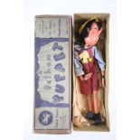 Early boxed Pelham Puppets Pinocchio puppet in good condition, box is for Macboozle