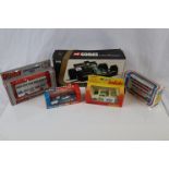 Five boxed diecast models to include Corgi 190 JSP Lotus Formula 1, Solido 14 Matra Le Mans 74,