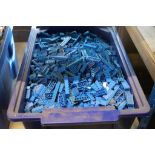 Large tub of blue Lego bricks