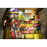 Quantity of vintage play worn diecast models to include Matchbox, Lledo, Corgi etc circa 1970s