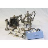 A box of various silver plate items