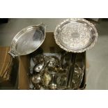 Collection of vintage Silver plated items to include a Claret Jug, Hotel ware, trays etc