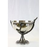 Large White Metal Ice / Punch Bowl support on a Metal Antler Stand