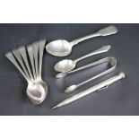 Set of Six Silver Teaspoons, Sheffield 1910, James Dixon & Sons Ltd together with Georgian Silver