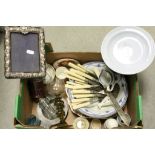 Tray of mixed collectables to include a Hallmarked Silver photo frame