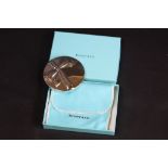 Boxed Tiffany & Co Ladies Silver Plate Compact Mirror with embossed Bow Design