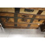 Large Victorian Pine Travelling Trunk