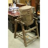 Vintage Oak and Iron Bound Butter Churn on Stand marked ' Hathaway Maker, Chippenham, England '