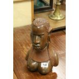 African Carved Hardwood Bust of a Woman