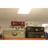 Six Vintage Suitcases