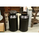 Two Painted 10 Gallon Heavy Metal Milk Churns