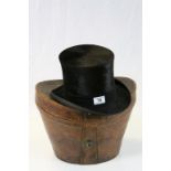 Vintage Top Hat with Leather hat box by "Townend & Co London"