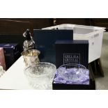 Boxed Chelsea Crystal bowl, Silver plated ice bucket, Sparklet's Soda Syphon, Worcester cake plate