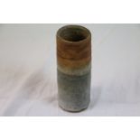 Alan Wallwork (British b.1931) textured stoneware studio pottery vase of cylindrical form circa