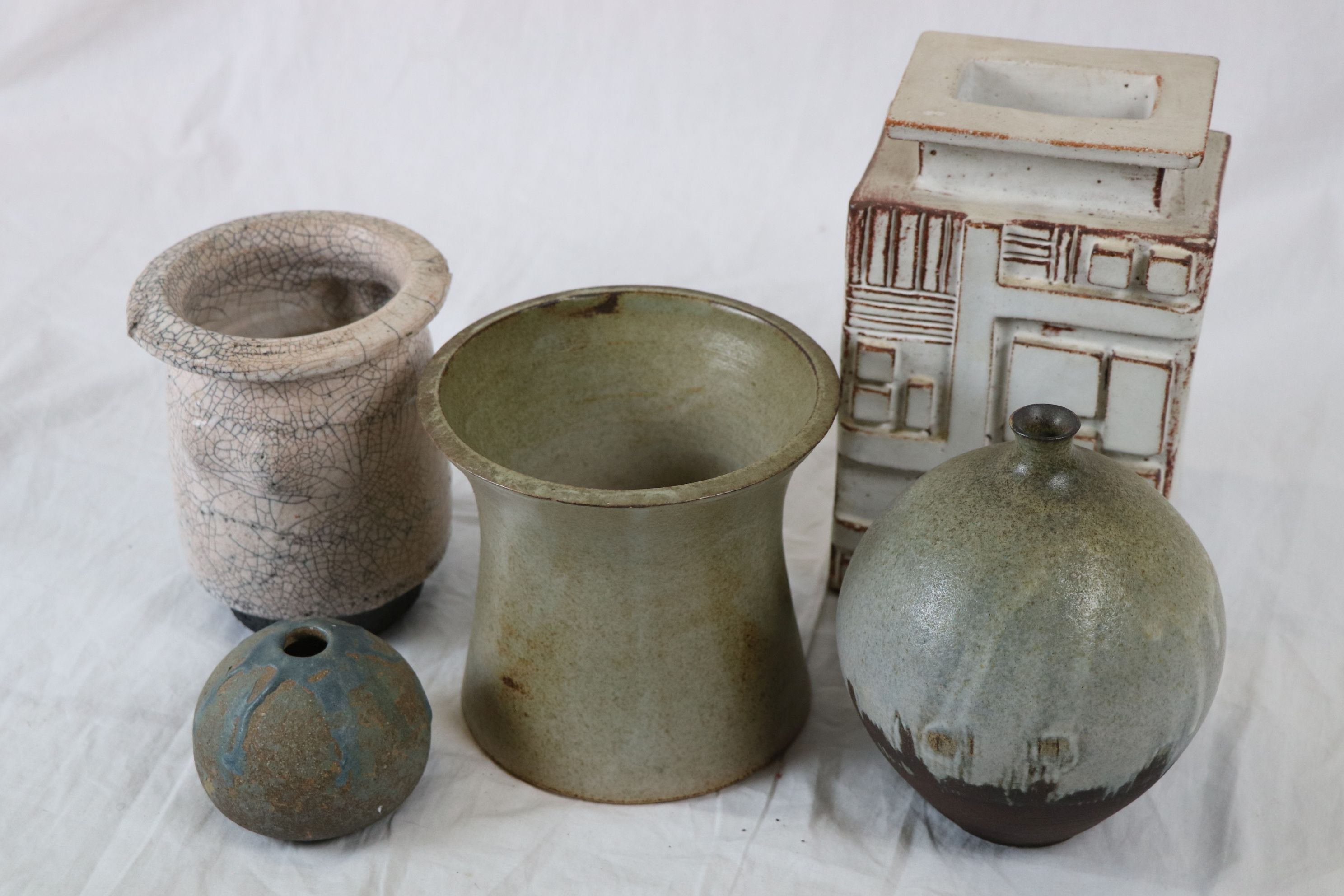 Two Edwin Brock (British poet 1927-1997) stoneware studio pottery vases of bulbous form, - Image 3 of 14