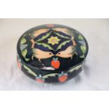 Moorcroft bowl and cover, blue ground decorated with birds and berries, dated 1995, impressed and