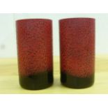 Iestyn Davies for Stuart Strathearn, a pair of Dark Crystal range cylindrical vases, textured red