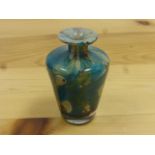 Medina glass vase, turquoise, orange and cream swirled decoration, signed to base together with