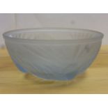 Jobling Art Deco 'opalique' glass bowl with three moulded birds in flight surrounding central flower