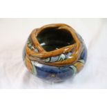 Francis C Pope for Royal Doulton trial bowl circa 1920s, the neck formed of entwined brown glazed