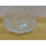 Lalique frosted and clear glass small bowl, textured figure of eight ribbons with eight circular