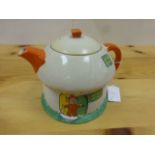 Shelley Mabel Lucie Atwell Nursery Boo Boo toadstool teapot with green door and windows, pixie and