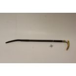 Bone handled riding crop, white metal collar engraved Swaine, length approximately 58cm