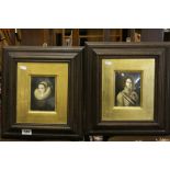 Pair of Oak Framed and Glazed Oil Paintings, the first portrait of Woman after A Von Dyck and the