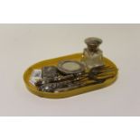 Small circular silver desk calendar with wheat sheaf style border, makers J & R Griffin, Chester