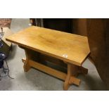 Pale Oak Coffee Table with Two Cross-Stretchers and Pegged Ends