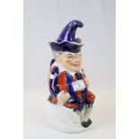 19th Century Staffordshire ceramic Mr Punch jug with hat shaped lid