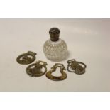 Victorian Cut Glass Bulbous Perfume Bottle with Silver Top together with a Copper Chestnut