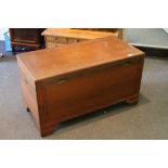 Large Camphor Wood Blanket Box with Carved Leaf Decoration with fitted tray to interior, 101cms