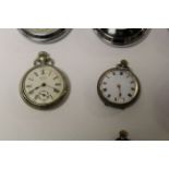Waltham silver open faced pocket watch, white enamel dial and subsidiary dial with black and red