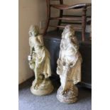 Two Reconstituted Stone Garden Classical Female Figures