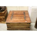 Large Hardwood Square Coffee Table with two hinged flaps to top
