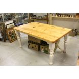 Pine Kitchen Table with White Painted Base, 150cms x 90cms