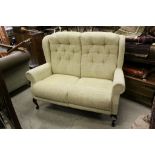 Cottage Style Two Seater Sofa with Button High Back and raised on front cabriole legs